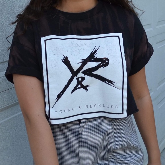 Custom Bleached Young & Reckless Crop Top - Picture 2 of 2